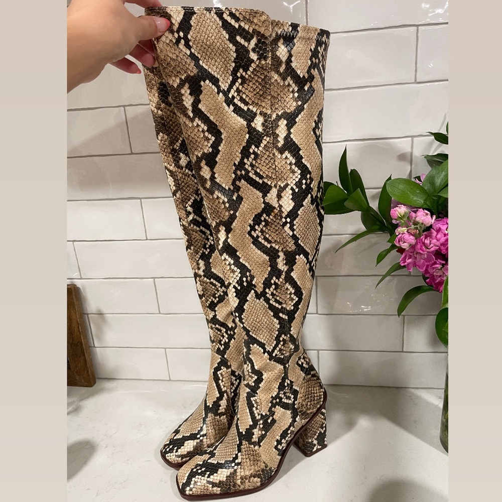 Vince Camuto over the knee snakeskin boot